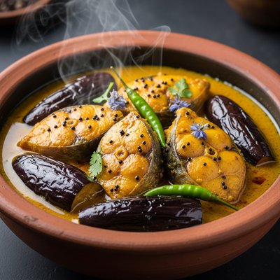 Hilsa with Eggplant